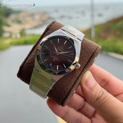 V Factory Omega Constellation 41mm 8900/8901 Movement Two-tone Rose Gold Strap Red Dial Watch with Date Window
